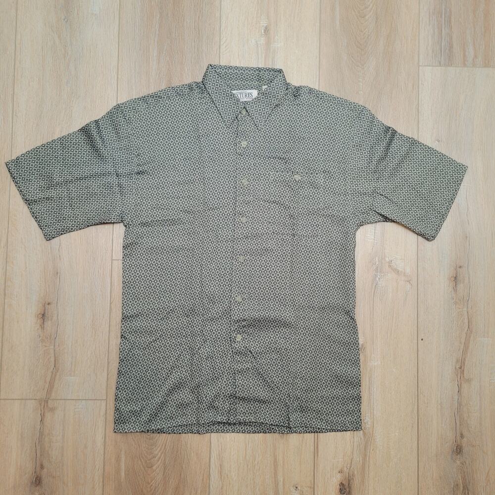 Natural Issue Shirt M VTG 90s Rayon Boxy Fit Oversized Geometric Mens Medium